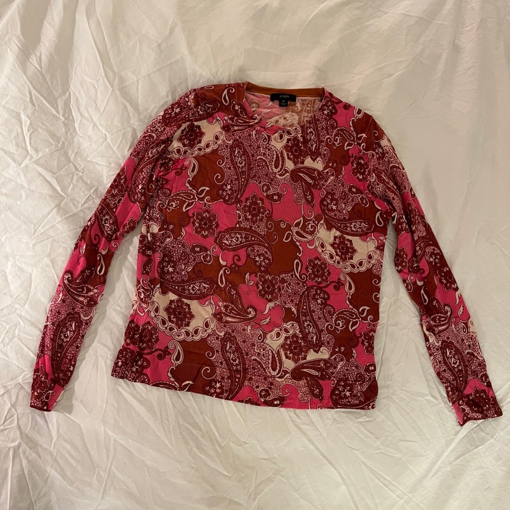 J Crew merino wool lightweight paisley sweater